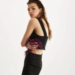 Feather Trimmed Top -Transcend Sales pk736ssflve0loa0oszo