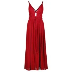 Pleione Braided Cotton Gown Red