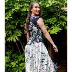 Kelly Dress Black & Cream Botanical Print -Transcend Sales pq7vyrcbfitn2jkobsoq