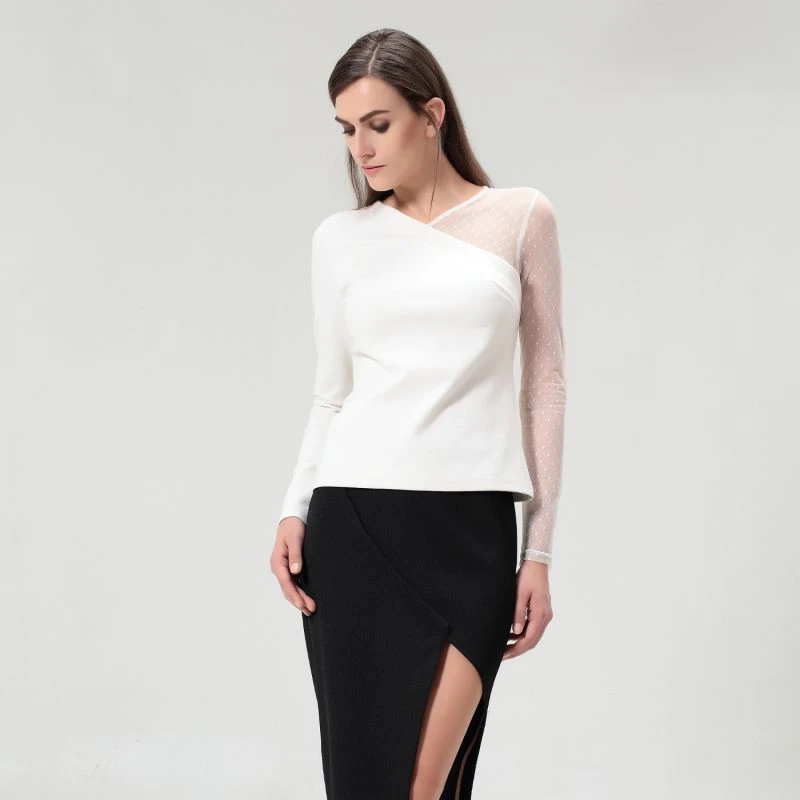 Asymmetric Milano And Tulle Top 5 Asymmetric Milano And Tulle Top - Image 5