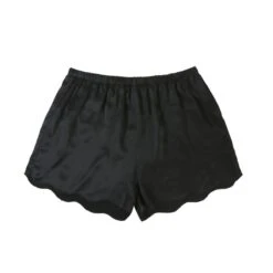 Pure Silk Black Scallop Edged Shorts