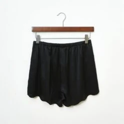 Pure Silk Black Scallop Edged Shorts -Transcend Sales pure silk black scallop edged shorts ae4ea801a8cd486239447bbda2164eb7