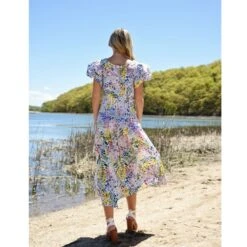 Purple Garden Scoop Neck Cotton Midi Dress -Transcend Sales purple garden scoop neck cotton midi dress cebf1d4063a7944dc5656a00c4501368