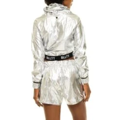 Blltt High-Collar Metallic Nylon Top Argento -Transcend Sales pyy4ixy9foka1kkffls6