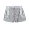 Metallized Mesh Screen Nylon Shorts Argento