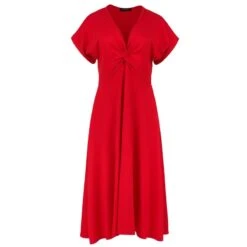 Red Knot Detail Midi Dress
