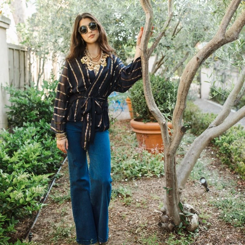 Night Shine Sequin Dolman Wrap Kimono Top 7 Night Shine Sequin Dolman Wrap Kimono Top - Image 7