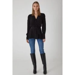 Delilah Wrap Blouse Black -Transcend Sales qzbhwm4kgyrwmi2g9p92