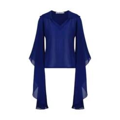 Hooded Chiffon Top- Blue