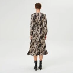 Flared Midi Dress With Vintage Print -Transcend Sales rjtrwyfgw9zdszk7kyqn