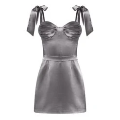 Romantic Melody Satin Mini Dress - Silver