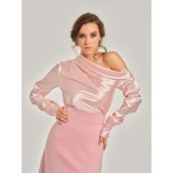 Rose Blush Draped Satin Off-Shoulder Shirt 13 Rose Blush Draped Satin Off-Shoulder Shirt -Transcend Sales rose blush draped off shoulder shirt 2 3062f620d778b9271e893a75d652a366