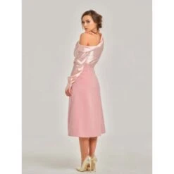 Rose Blush Draped Satin Off-Shoulder Shirt 12 Rose Blush Draped Satin Off-Shoulder Shirt -Transcend Sales rose blush draped off shoulder shirt 2 814e952f5e76424134b864e7c12f4441