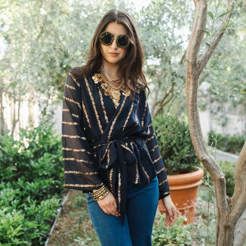 Night Shine Sequin Dolman Wrap Kimono Top 8 Night Shine Sequin Dolman Wrap Kimono Top - Image 8