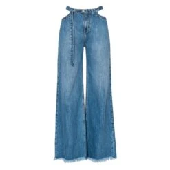 Salina High Rise Cut Out Detail Wide Leg Jeans In Tucson
