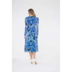 Serena Midi Dress - Blue Dye Print -Transcend Sales serena blue printed dress a0288024dcf4e18e4088fa9fab9604df