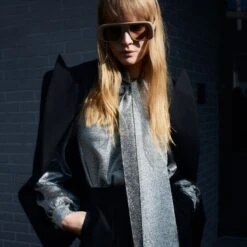 Silk Blouse In Metallic Silver -Transcend Sales silk blouse in metallic silver 3d5f3b73f0cb4977c816cef321af820d