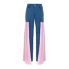Slim Jeans With Detachable Side Veils In Blue And Pink