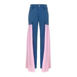 Slim Jeans With Detachable Side Veils In Blue And Pink