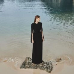 Slit-Sleeve Bodycon Dress -Transcend Sales slit sleeve bodycon dress 499f3a8925bea9f07e2ec9424faab828