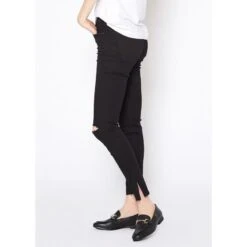 Augusta High Rise Skinny Knee Ripped Jeans In Black -Transcend Sales soawzqg9cwkroisj0bna