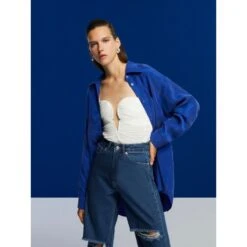 High-Waisted Ripped Blue Jeans -Transcend Sales sorpp3ah18tvapbbczsq