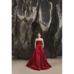 Strapless Pleated Full Dress -Transcend Sales strapless pleated full dress ac3487d546f7948d4c18cad6adefef01