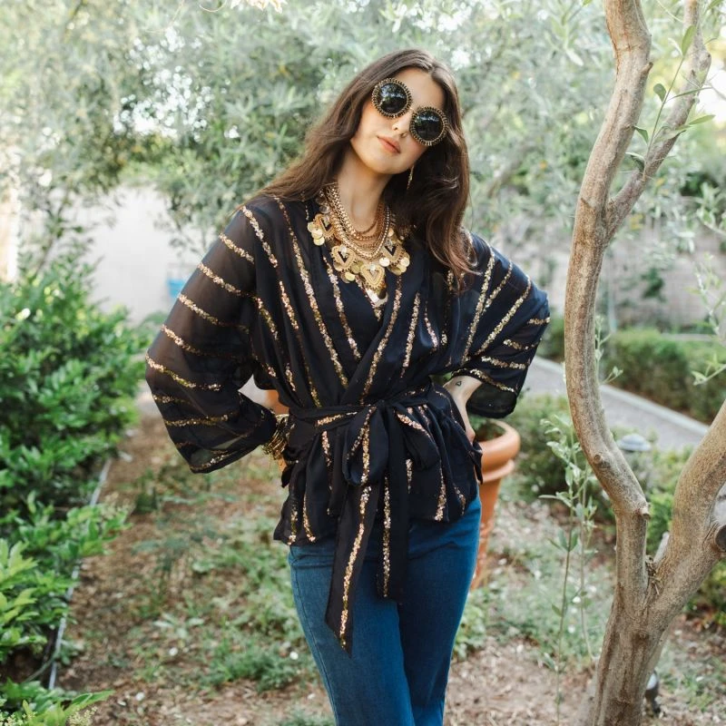 Night Shine Sequin Dolman Wrap Kimono Top 3 Night Shine Sequin Dolman Wrap Kimono Top - Image 3