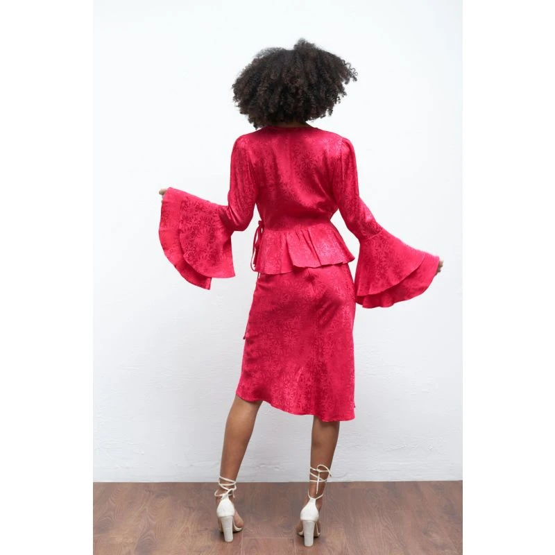 The Eliza Wrap Top In Floral Satin - Pink & Purple 8 The Eliza Wrap Top In Floral Satin - Pink & Purple - Image 8