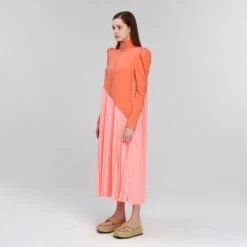 Princess Dress Viscose Midi Long Coral -Pink -Transcend Sales tnldias6f7jnyrq9gejc