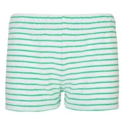 Striped, Towelling Hipster Shorts White/Apple Green
