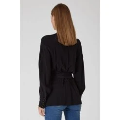 Delilah Wrap Blouse Black -Transcend Sales tsrqxwtv5stte6pt6tva