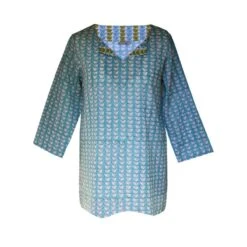 Tunic Turquoise Bird Block Printed Tunic