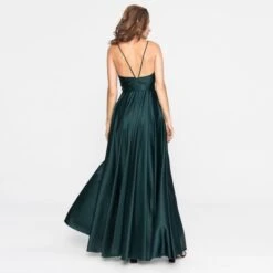 Satin Long Dress Dark Emerald Green -Transcend Sales tz7pjdnkkqcugxi0tvg3