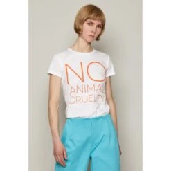 Slogan T-Shirt No Animal Cruelty White -Transcend Sales u716wt33rem2vpoag9bd