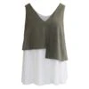 Michon Viscose Layered Reversible Top In Moss