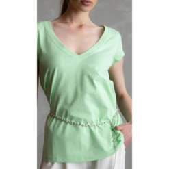Preston V Neck Recycled Cotton/Bamboo Relaxed Tee - Green -Transcend Sales umxcktxuonccd7ejfrhi