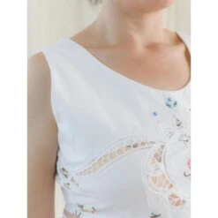 Floral Embroidered/ Lace Summer Crop Top & Shorts Set -Transcend Sales upcycle floral hand embroidered crop top shorts set with see through lace detail 39a340901e0852296a12d5e86fd67dc7