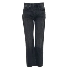 Astoria High Rise Straight Crop Jeans In Washed Black