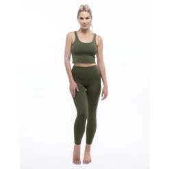 Rib V-Neck Cropped Tank - Heather Forest Green -Transcend Sales vberhcky4fu5n1gasqej