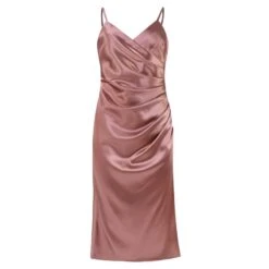 Venice Satin Midi Dress – Rose Gold