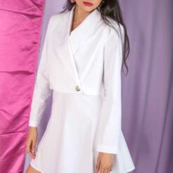 Cropped Blazer In White Cotton -Transcend Sales vmaa6f3nvuue99gz7gw8