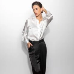 The Silk Shirt In White -Transcend Sales vskaaoefrpzxidwgbrnf