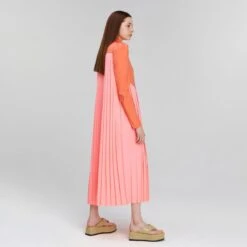 Princess Dress Viscose Midi Long Coral -Pink -Transcend Sales vtagjdoq4efavqkgqowz
