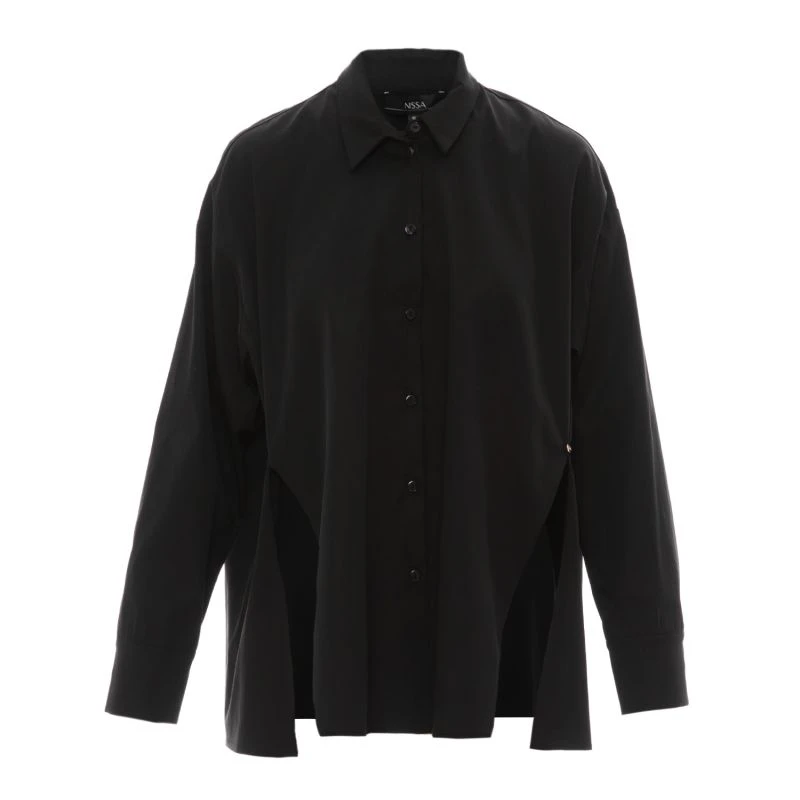 Oversized Poplin Black Shirt 1 Oversized Poplin Black Shirt