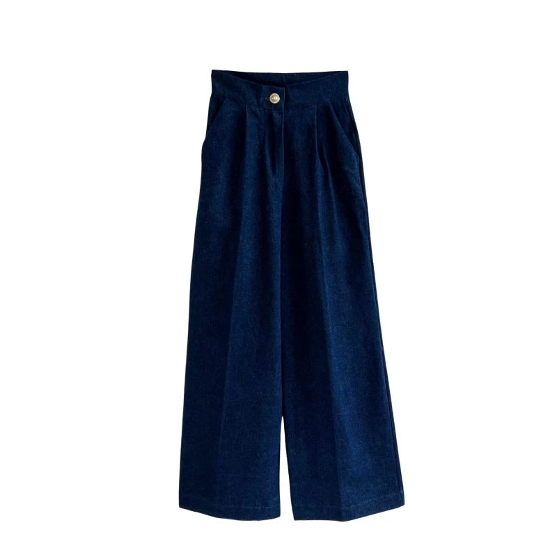 Wide-Leg Pants In Dark Blue Denim 1 Wide-Leg Pants In Dark Blue Denim