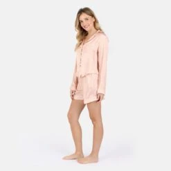 Nina Silk Pajama Short Set - Peach 10 Nina Silk Pajama Short Set - Peach -Transcend Sales x0vedsrhpofkmz39corg
