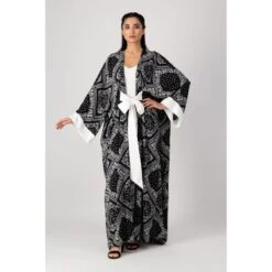 Classic Abaya Cut With Belt In Printed Black Paisley Rayon -Transcend Sales x7ei4pussoj8r1wf2ikm