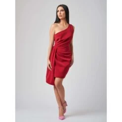 Iconic Glamour Draped Short Dress -Fierce Red -Transcend Sales xgujyvneeeottwp3xlyv