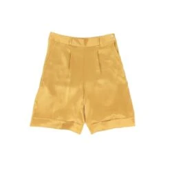 Manila Silk Tailored Shorts In Yellow Mimosa